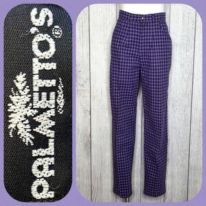 VTG 90s PALMETTO'S Super High Rise Purple/Black Plaid Pants, size 9